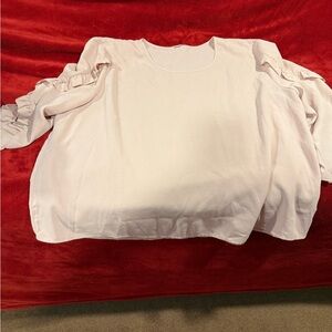 Chic Blush Ruffle Sleeve Blouse